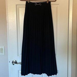 Vintage Pleated Midi Skirt with Belt Detail